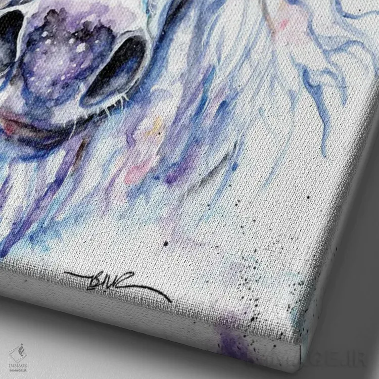 تابلو بوته گل نسترن اثر بیبزآرتس - نمای نزدیک بافت بوم