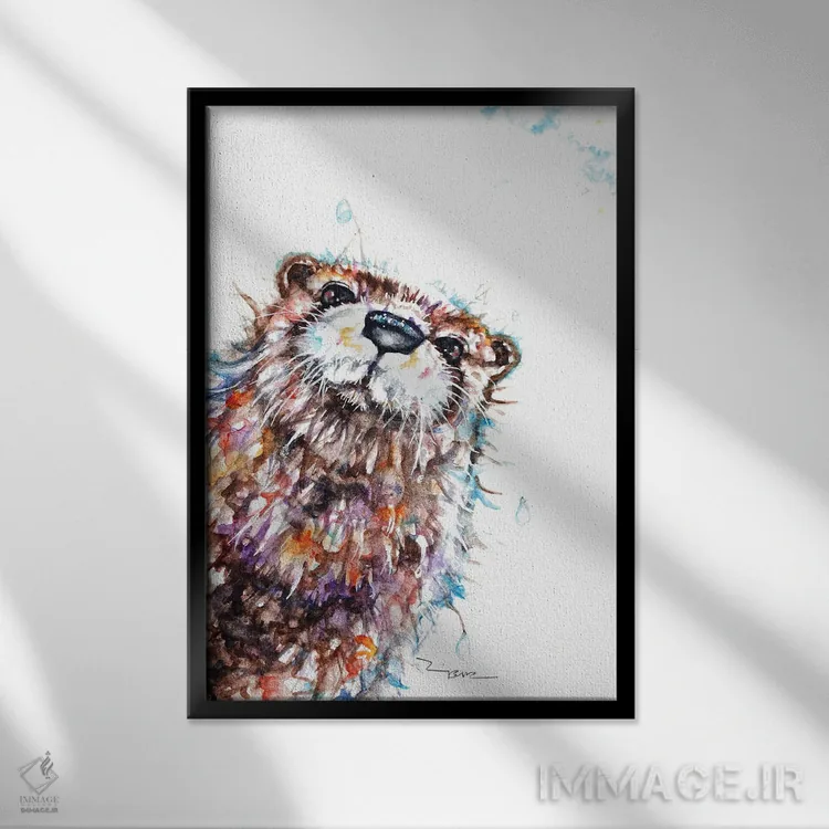 تابلو سمور کنجکاو اثر بیبزآرتس - نمای قابدار مشکی