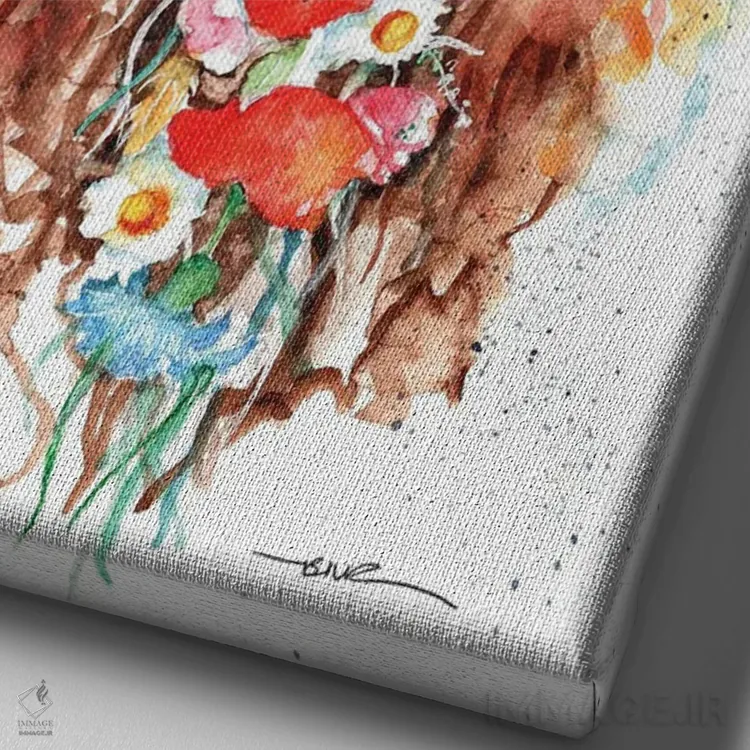 تابلو فلورا (گیاهان یا الههٔ طبیعت) اثر بیبزآرتس - نمای نزدیک بافت بوم