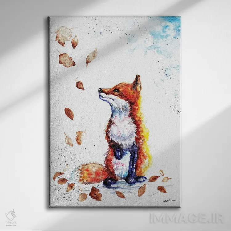 تابلو روباه پائیزی اثر بیبزآرتس - نمای روبهرو روی دیوار
