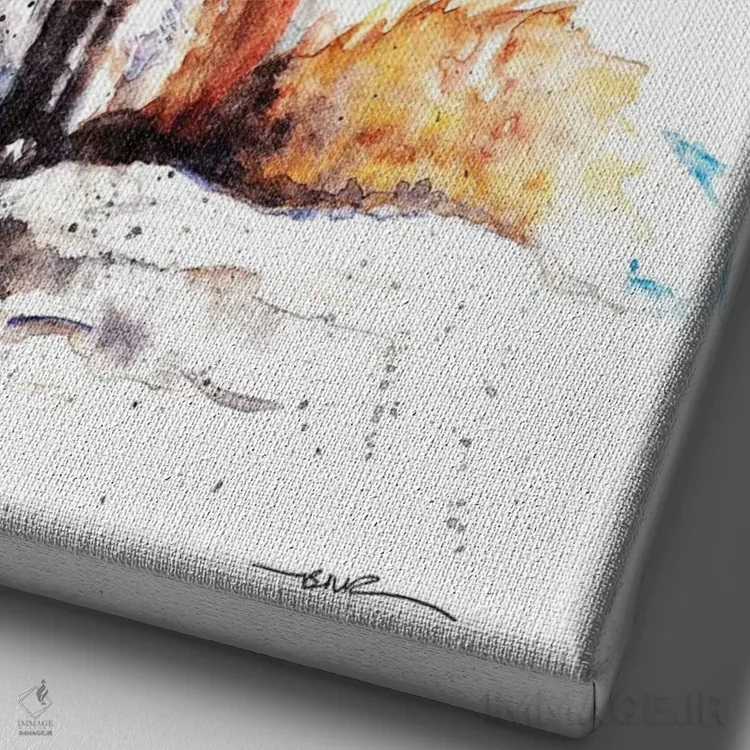 تابلو روباه و سینهسرخ اثر بیبزآرتس - نمای نزدیک بافت بوم