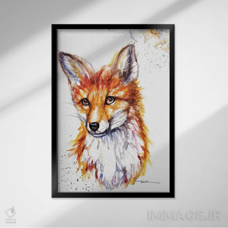 تابلو روباه اثر بیبزآرتس - نمای قابدار مشکی