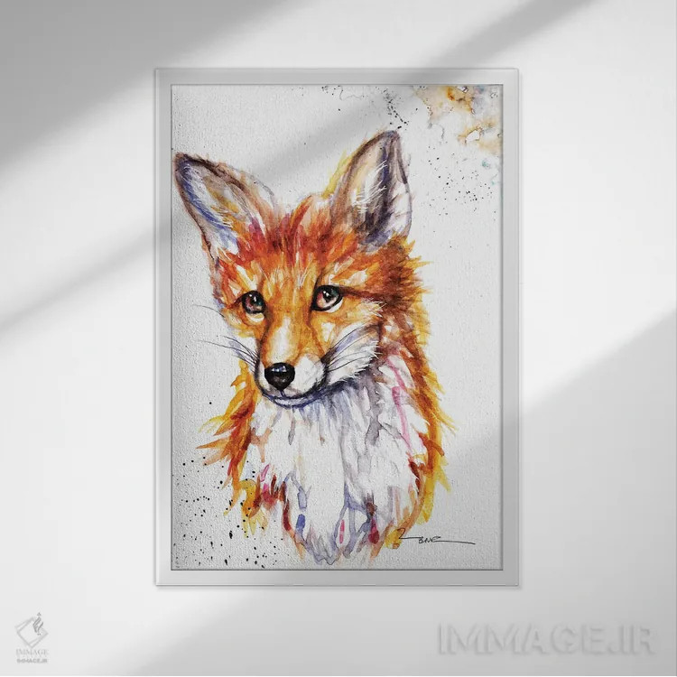 تابلو روباه اثر بیبزآرتس - نمای قابدار سفید