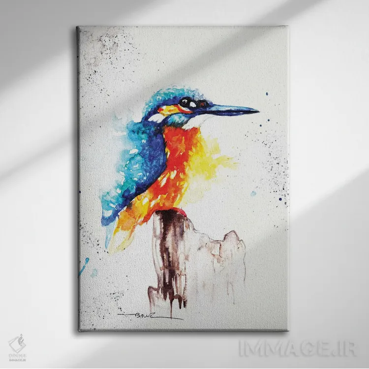 تابلو مرغ ماهیخوار ۲ اثر بیبزآرتس - نمای روبهرو روی دیوار