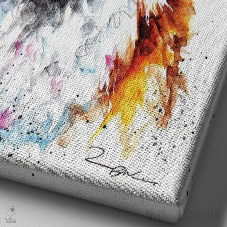 تابلو روباه ماده کوچک اثر بیبزآرتس - نمای نزدیک بافت بوم