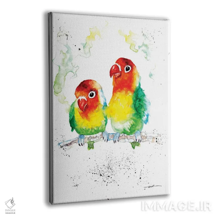 تابلو مرغان عاشق (یا: جفت طوطی عاشق) اثر بیبزآرتس - نمای پرسپکتیو محصول