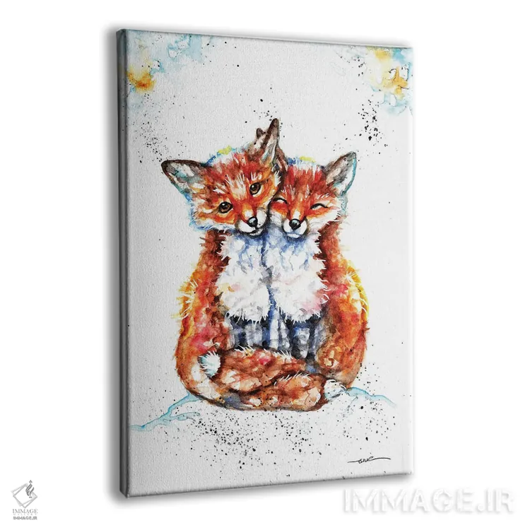 تابلو روباههای عاشق اثر بیبزآرتس - نمای پرسپکتیو محصول