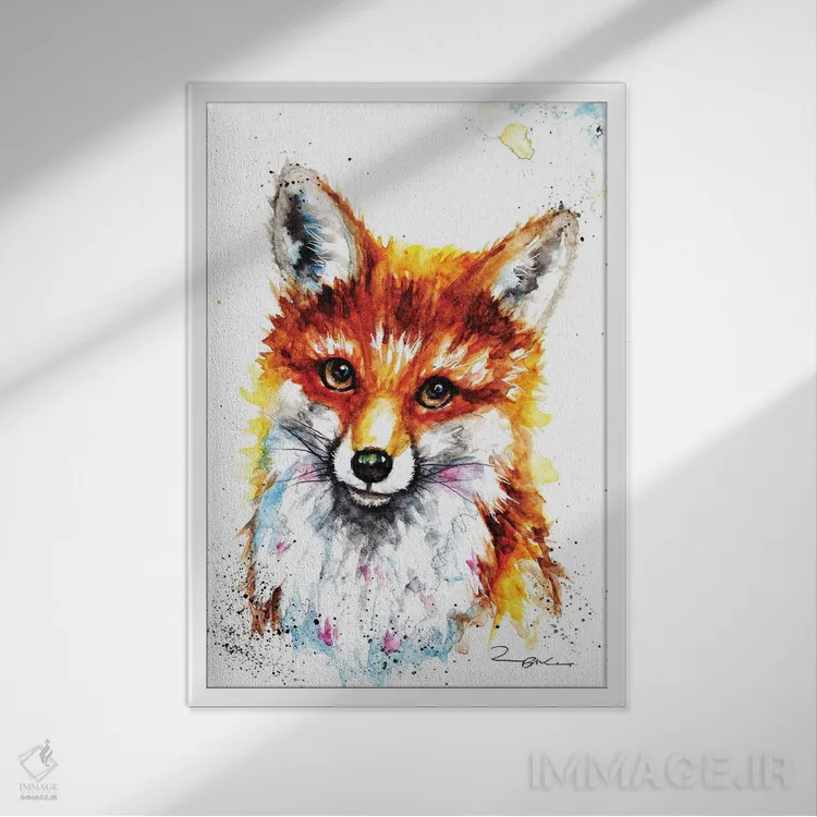 تابلو روباه ماده کوچک اثر بیبزآرتس - نمای قابدار سفید