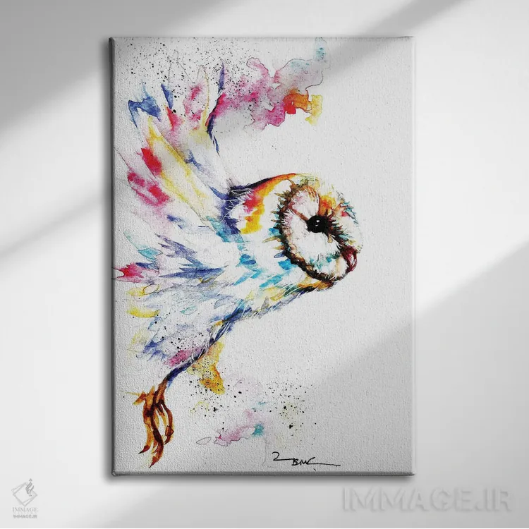 تابلو جغد نیمهشب اثر بیبزآرتس - نمای روبهرو روی دیوار