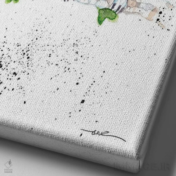 تابلو مرغان عاشق (یا: جفت طوطی عاشق) اثر بیبزآرتس - نمای نزدیک بافت بوم