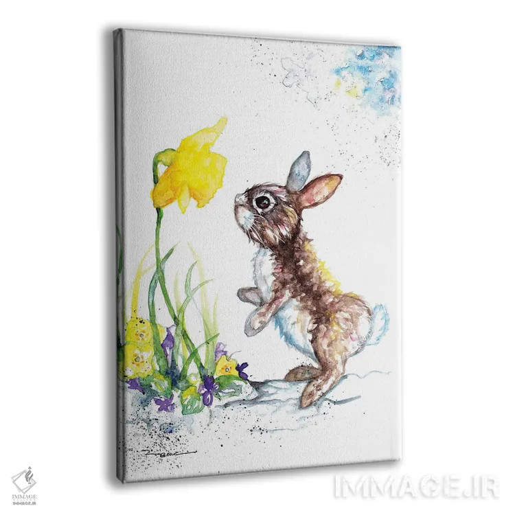 تابلو خرگوش و نرگس اثر بیبزآرتس - نمای پرسپکتیو محصول