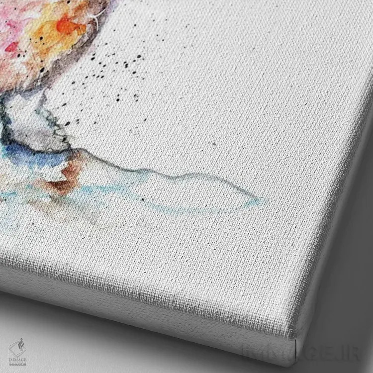 تابلو خرگوش و پروانه سفید کلم اثر بیبزآرتس - نمای نزدیک بافت بوم