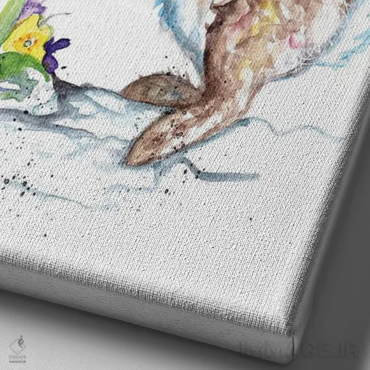 تابلو خرگوش و نرگس اثر بیبزآرتس - نمای نزدیک بافت بوم