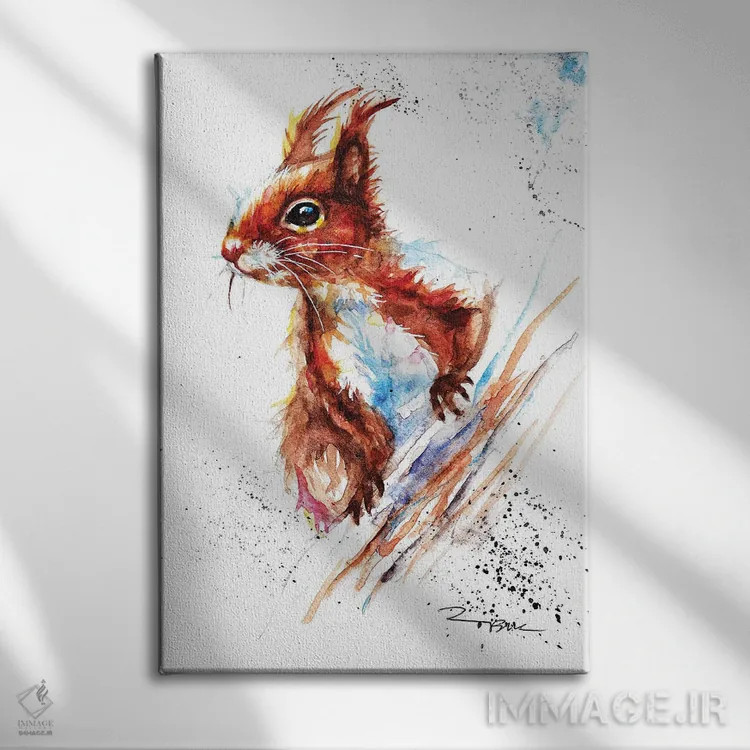 تابلو سنجاب قرمز ۲ اثر بیبزآرتس - نمای روبهرو روی دیوار