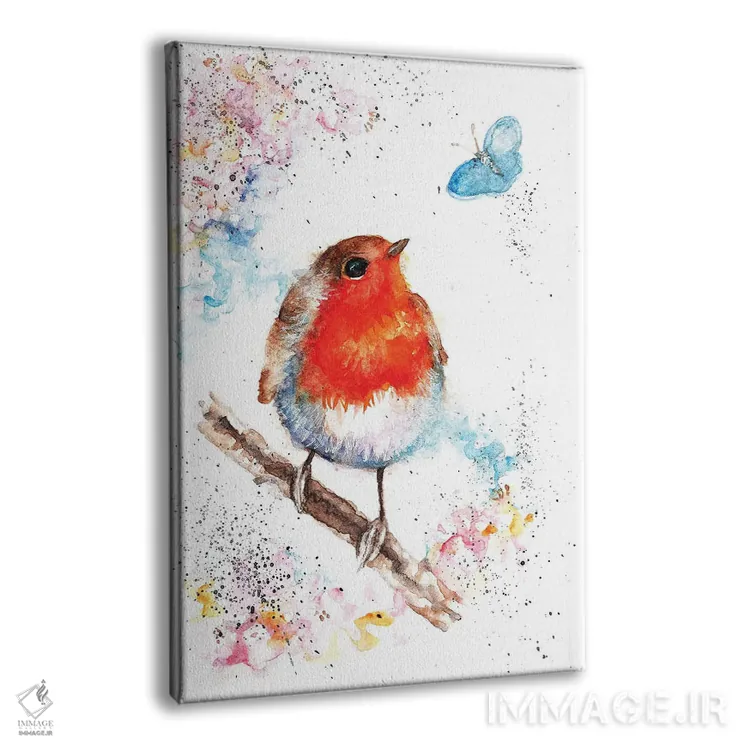 تابلو سینهسرخ و پروانه آبی کوچک اثر بیبزآرتس - نمای پرسپکتیو محصول