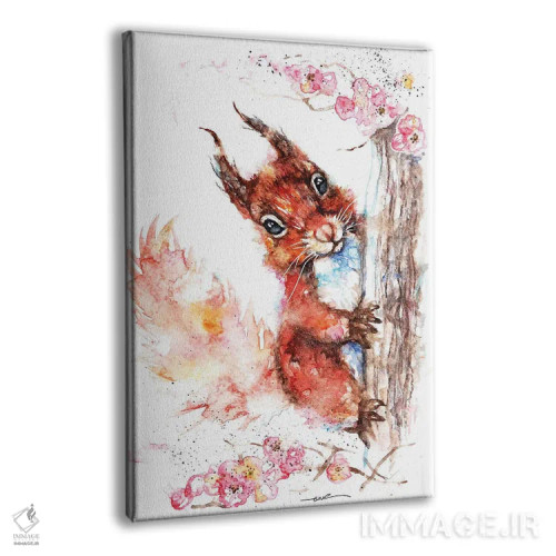 تابلو سنجاب و شکوفه اثر بیبزآرتس - نمای پرسپکتیو محصول