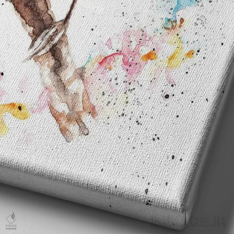 تابلو سینهسرخ و پروانه آبی کوچک اثر بیبزآرتس - نمای نزدیک بافت بوم