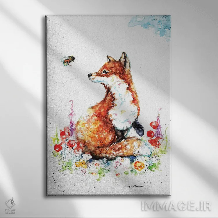 تابلو روباه تابستانی اثر بیبزآرتس - نمای روبهرو روی دیوار