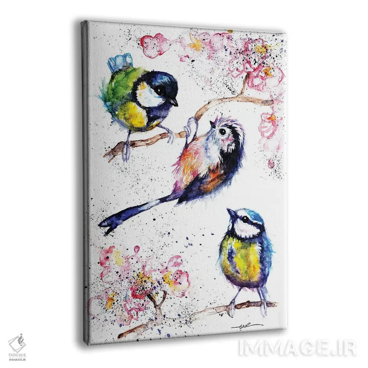 تابلو سه پرنده کوچک اثر بیبزآرتس - نمای پرسپکتیو محصول
