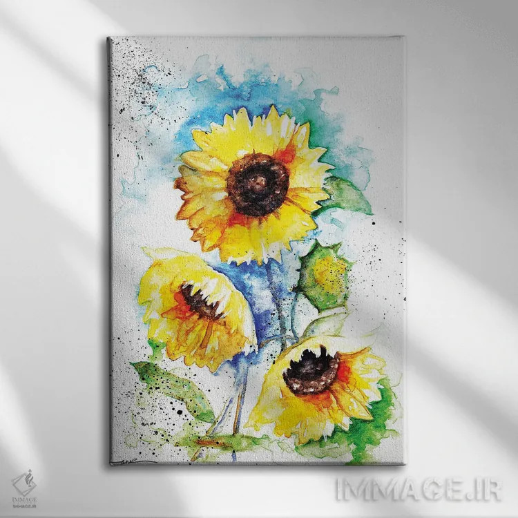 تابلو گلهای آفتابگردان اثر بیبزآرتس - نمای روبهرو روی دیوار