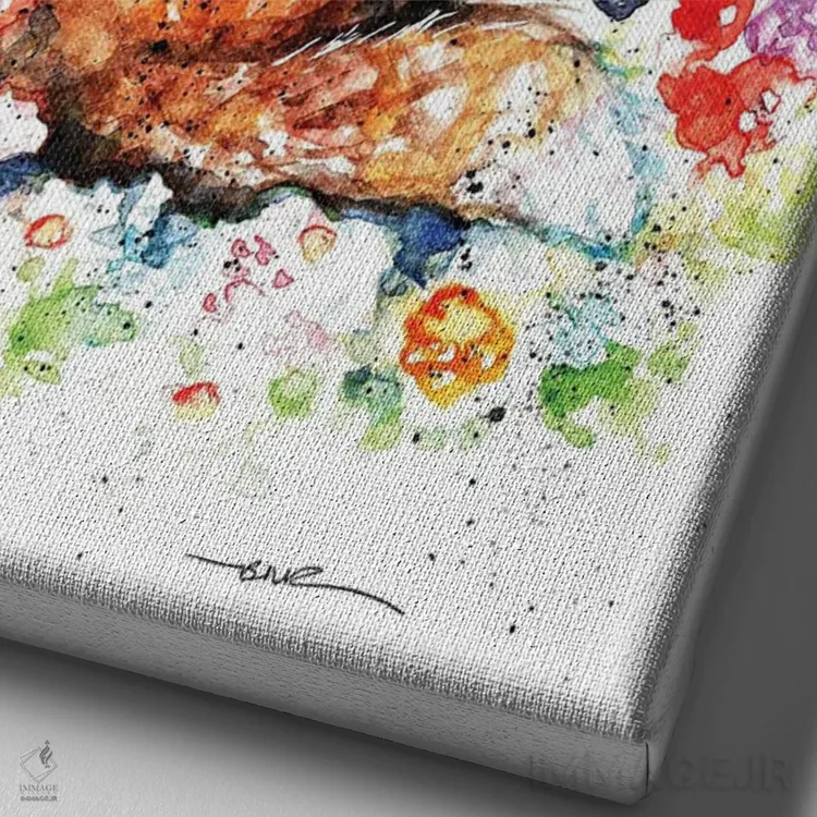 تابلو روباه تابستانی اثر بیبزآرتس - نمای نزدیک بافت بوم