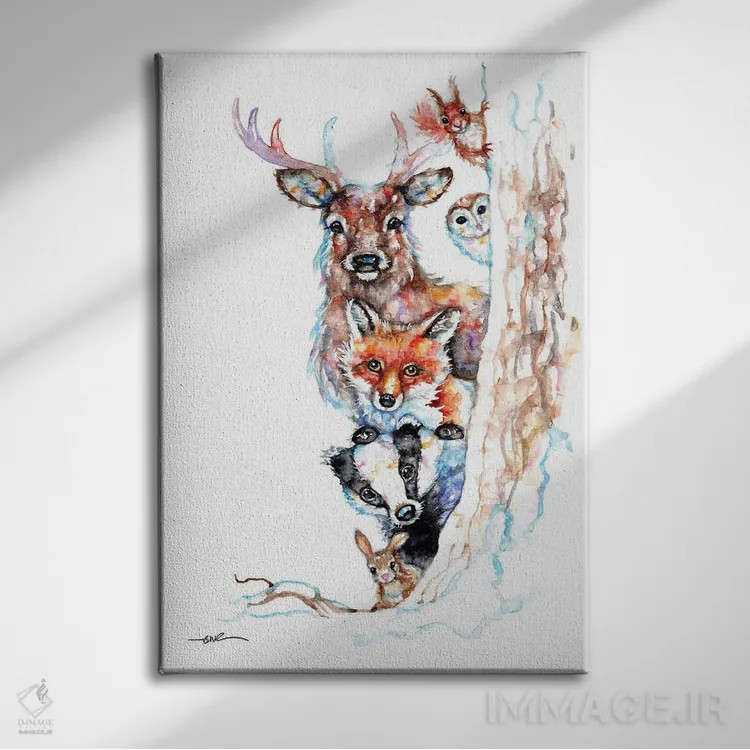 تابلو گروه روستایی اثر بیبزآرتس - نمای روبهرو روی دیوار