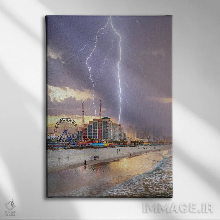 تابلو هرج و مرج در ساحل دیتونا (فلوریدا) اثر برنت شاونور - نمای روبهرو روی دیوار