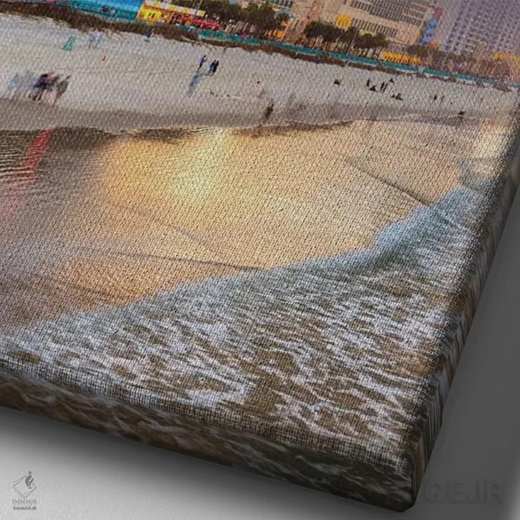 تابلو هرج و مرج در ساحل دیتونا (فلوریدا) اثر برنت شاونور - نمای نزدیک بافت بوم