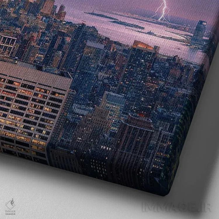 تابلو رویای شهر نیویورک اثر برنت شاونور - نمای نزدیک بافت بوم
