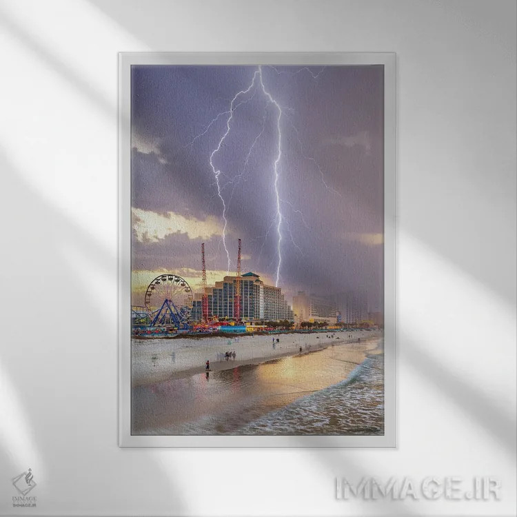 تابلو هرج و مرج در ساحل دیتونا (فلوریدا) اثر برنت شاونور - نمای قابدار سفید