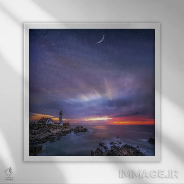 تابلو زیر ماه کیپ الیزابت اثر برنت شاونور - نمای قابدار سفید