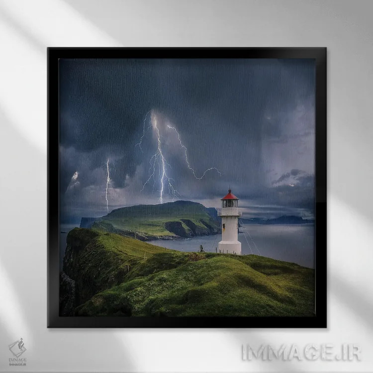 تابلو آشوب صخره فانوس دریایی اثر برنت شاونور - نمای قابدار مشکی