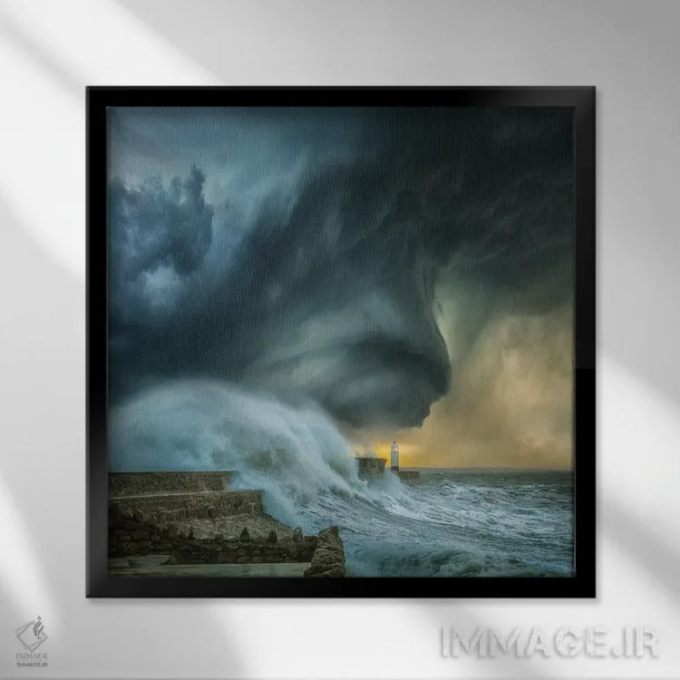 تابلو پیچش در فانوس دریایی اثر برنت شاونور - نمای قابدار مشکی