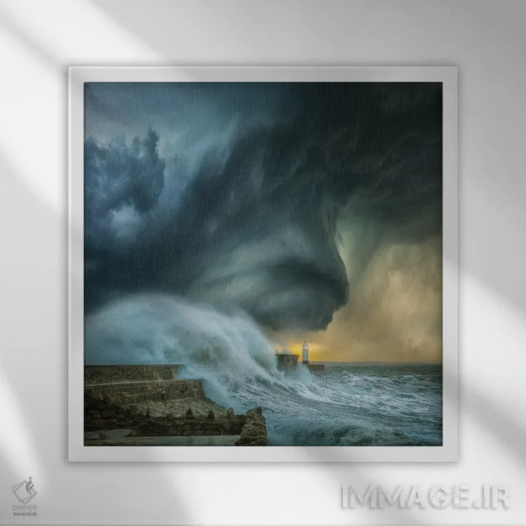 تابلو پیچش در فانوس دریایی اثر برنت شاونور - نمای قابدار سفید