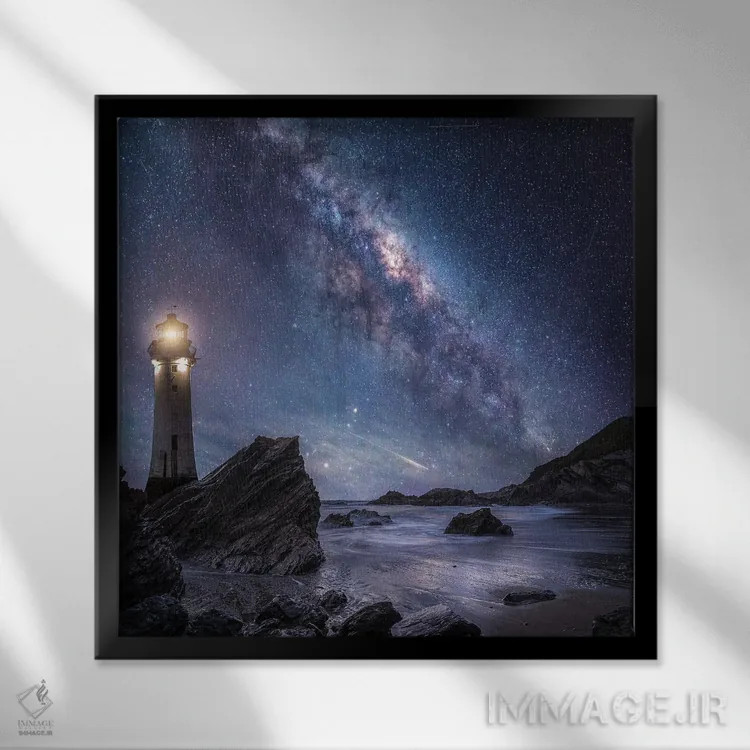 تابلو صخرههای راه شیری اثر برنت شاونور - نمای قابدار مشکی