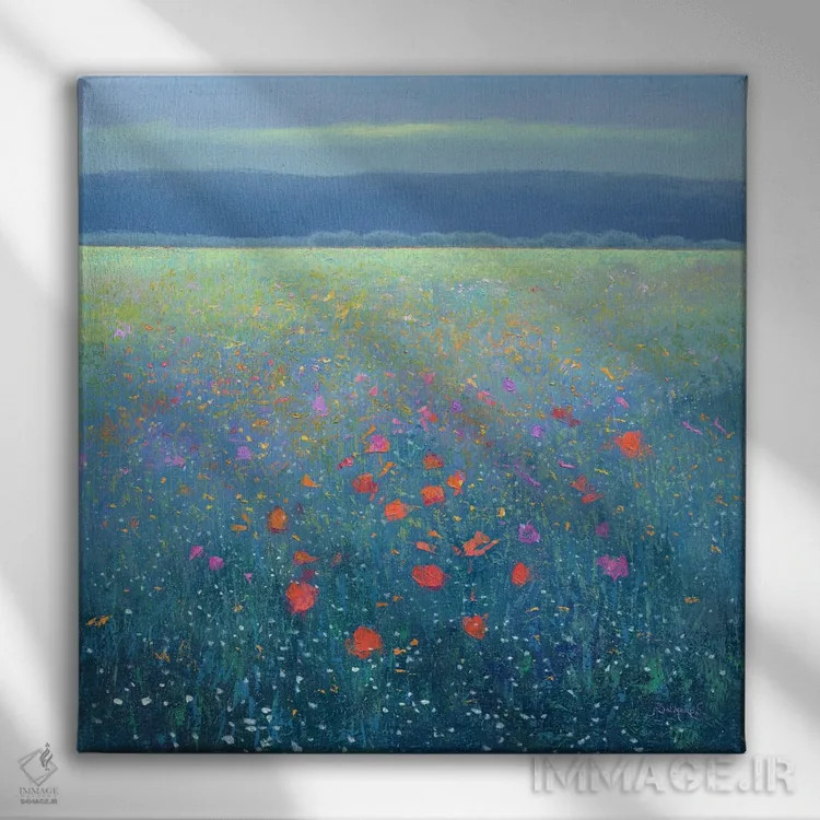 تابلو مزرعهٔ گلها ۴ اثر بنیتو سالمرون - نمای روبهرو روی دیوار
