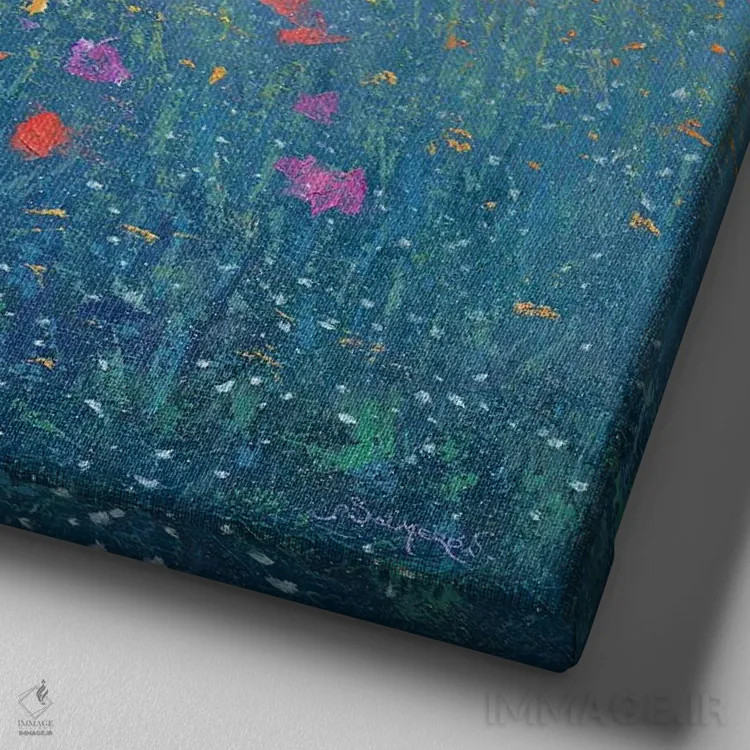 تابلو مزرعهٔ گلها ۴ اثر بنیتو سالمرون - نمای نزدیک بافت بوم