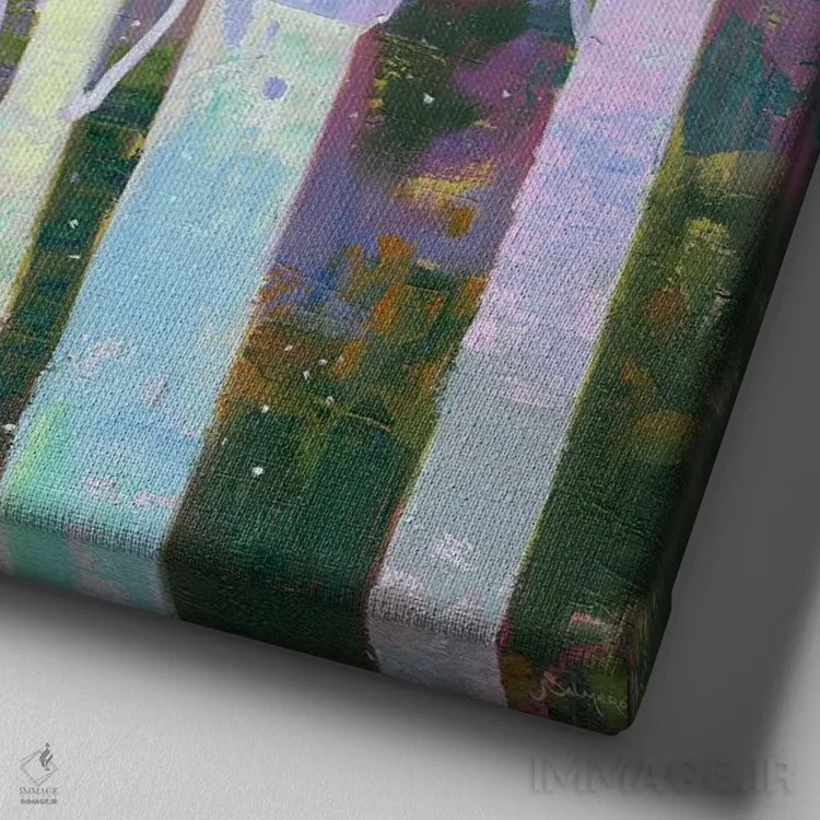 تابلو صنوبرها ۳ اثر بنیتو سالمرون - نمای نزدیک بافت بوم