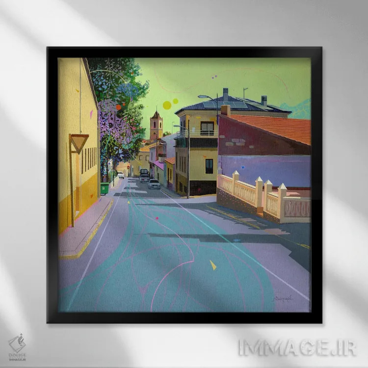 تابلو سنیزاته (شهر در اسپانیا) اثر بنیتو سالمرون - نمای قابدار مشکی