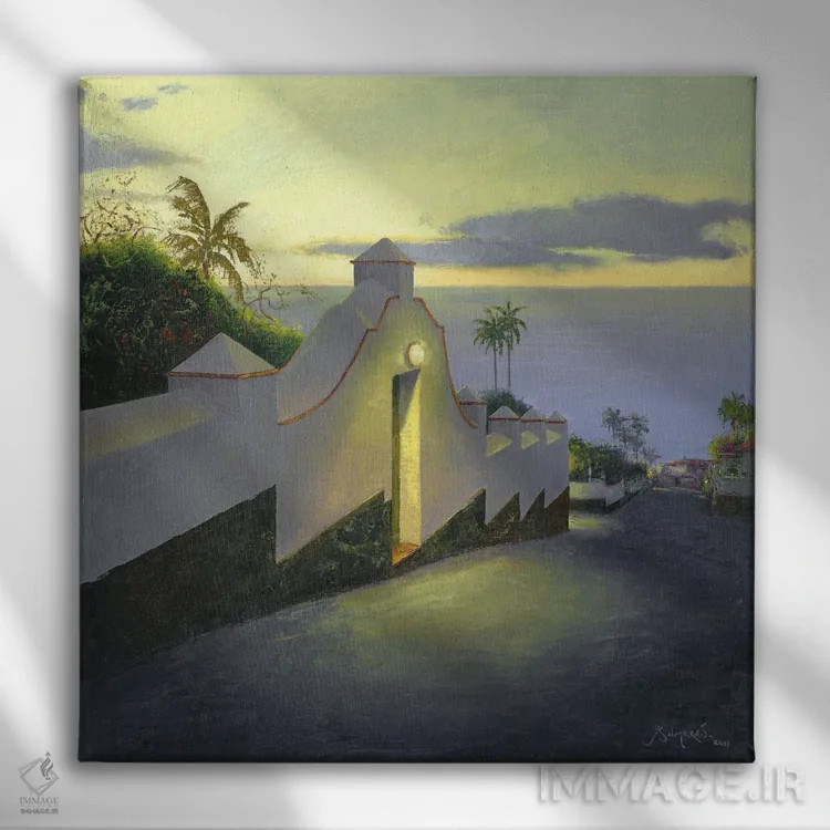 تابلو تپهٔ وییا - تنریف (جزایر قناری) اثر بنیتو سالمرون - نمای روبهرو روی دیوار