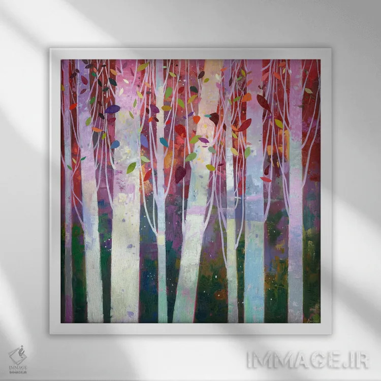 تابلو صنوبرها ۳ اثر بنیتو سالمرون - نمای قابدار سفید