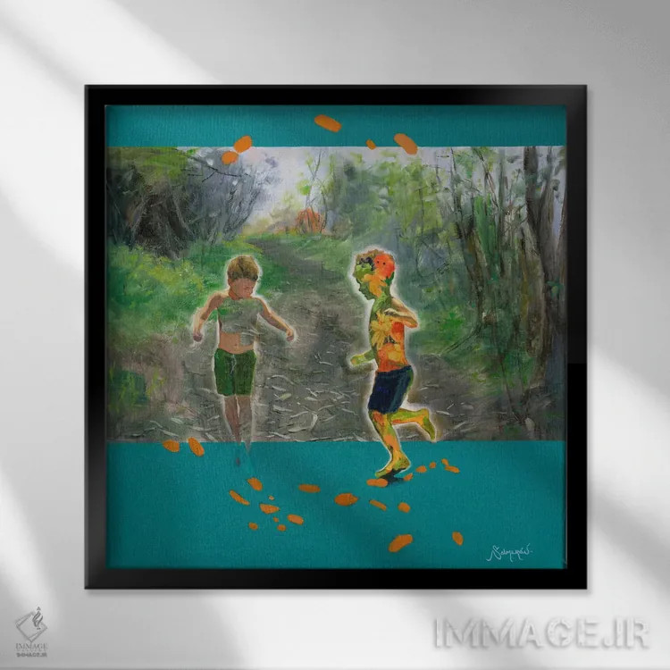 تابلو مفهومی ۵ اثر بنیتو سالمرون - نمای قابدار مشکی