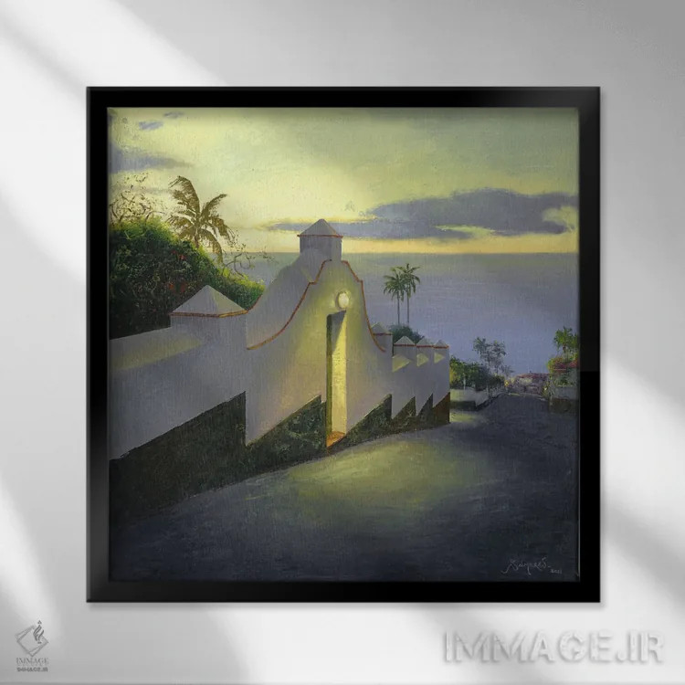 تابلو تپهٔ وییا - تنریف (جزایر قناری) اثر بنیتو سالمرون - نمای قابدار مشکی