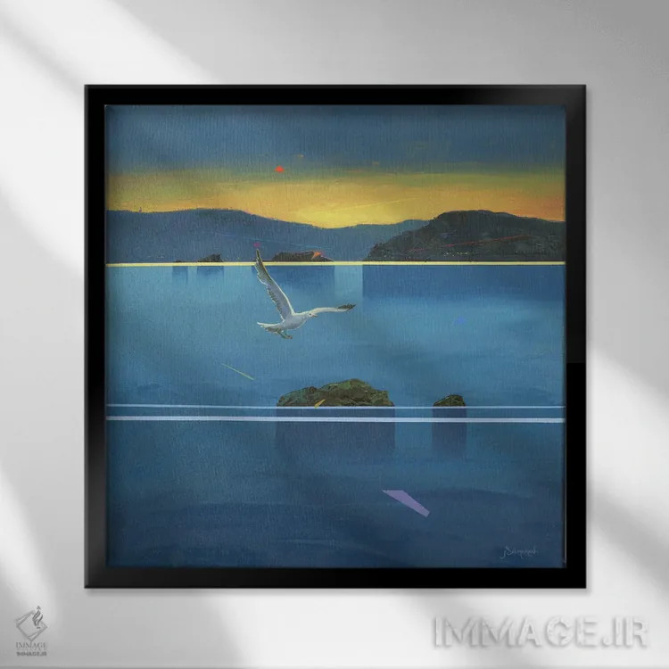 تابلو مرغان دریایی ۴ اثر بنیتو سالمرون - نمای قابدار مشکی