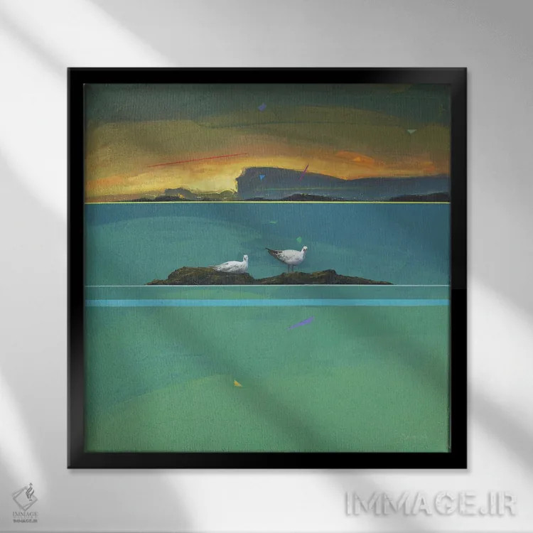 تابلو مرغان دریایی ۳ اثر بنیتو سالمرون - نمای قابدار مشکی