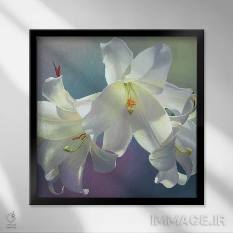 تابلو گل ۶ اثر بنیتو سالمرون - نمای قابدار مشکی