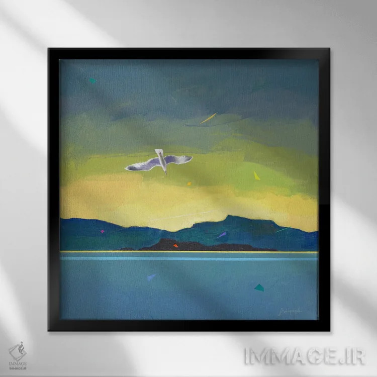 تابلو مرغان دریایی ۱ اثر بنیتو سالمرون - نمای قابدار مشکی