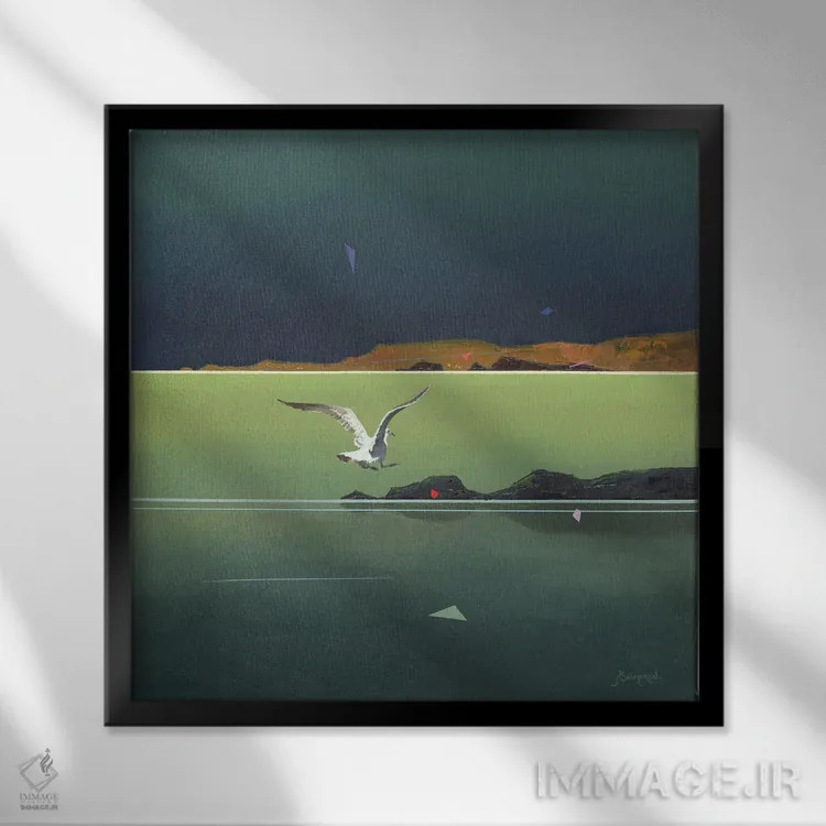 تابلو مرغان دریایی ۲ اثر بنیتو سالمرون - نمای قابدار مشکی