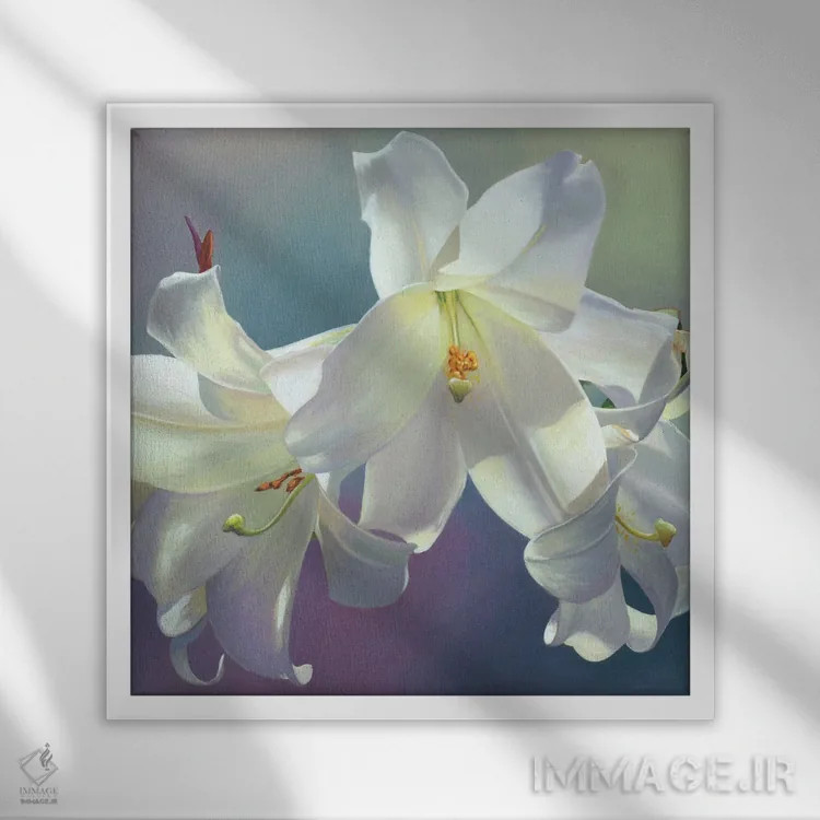 تابلو گل ۶ اثر بنیتو سالمرون - نمای قابدار سفید