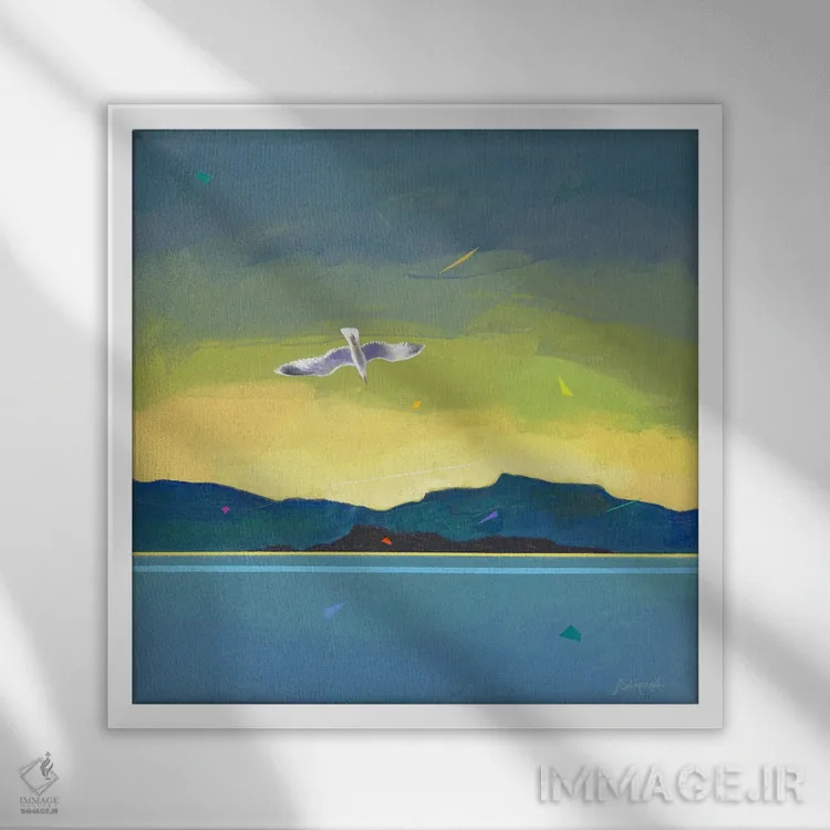 تابلو مرغان دریایی ۱ اثر بنیتو سالمرون - نمای قابدار سفید